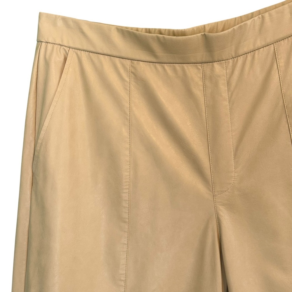 Tyler Boe Peyton Pleather Pants Wide‎ Leg Crop Faux Leather Womens 10 Tan - Picture 6 of 15